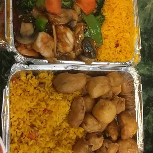 two containers of food on a table