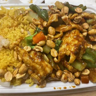 Kung Po Chicken (added broccoli), Shrimp Fried Rice