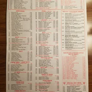 Like many chinese restaurants, a VERY extensive menu
