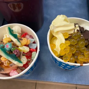 Brother&apos;s cup on left, mine on right.  It&apos;s not caviar, it&apos;s popping boba! :)