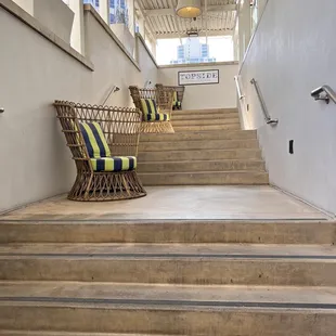 Stairs leading up to the restaurant