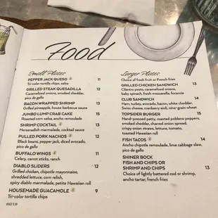 menu