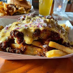 Special at the time - chili cheese fries with cornbread