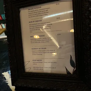 menu