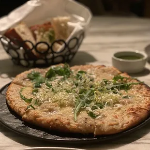 a pizza on a plate