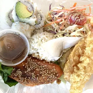 Kids bento box with salmon teriyaki