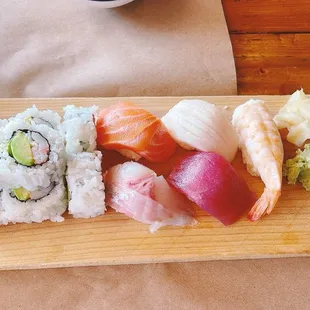 Sashimi lunch combo with Cali roll