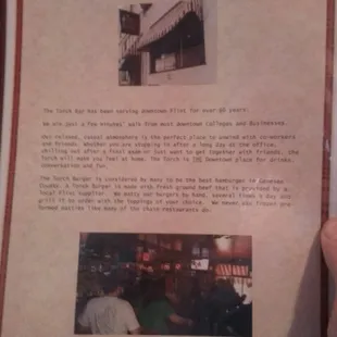 Back of the menu. Some history.