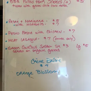 Current daily menu