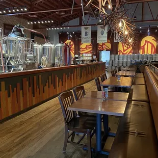 Dining area next to brewery on main floor