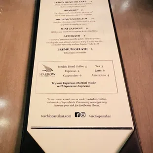 menu