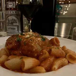 Beef Braciole, Sausage and Meatball Rigatoni Pasta