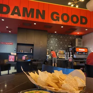 Free chips with 1/2 queso