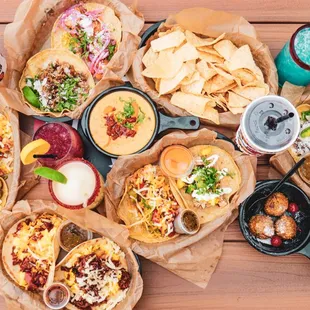 a variety of taco dishes