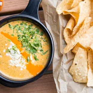 a bowl of quesadilla and chips