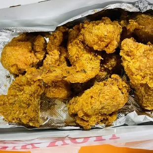 a box of fried chicken on a table