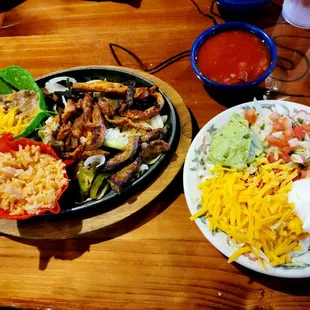 Lunch fajita with chicken and steak