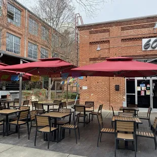 tables and umbrellas