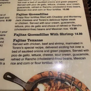 Menu with my favorite item on it