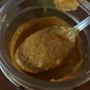 The orange melt your face off salsa. I literally took a tiny sample and my eye and nose were instantly running. For the brave.