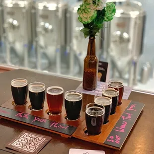 Flights and a view of the brewing space