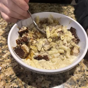 Bourbon Chicken Mac &amp; Cheese! Real good!