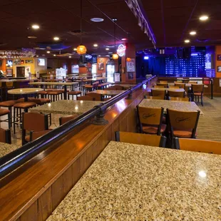 the bar and dining area