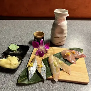 Beautiful presentation of the omakase sashimi