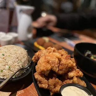 Crab fried rice and Japanese Fried Chicken