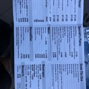 Menu back