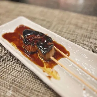 Foie gras yakitori skewer