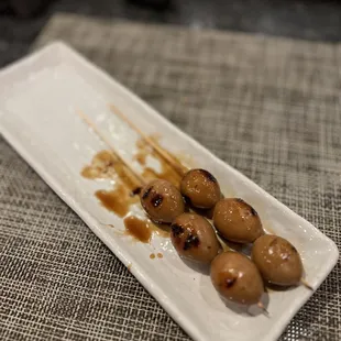 Grilled quail eggs
