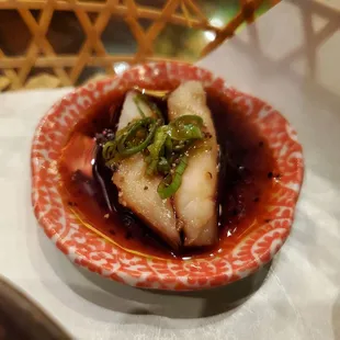 Chicken breast in a spicy sauce. Part of appetizer set