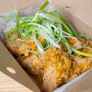 a close up of a box of food