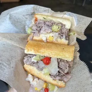 Italian Beef the Chicago Way Sandwich. Wet