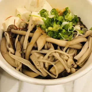 Mushroom ramen with kale noodlea