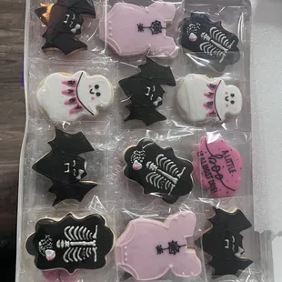 a box of decorated cookies