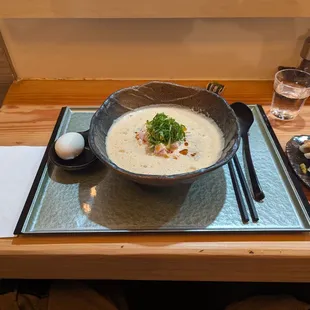 The DanDan with flavored egg and side of gyoza!