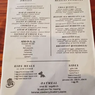 Breakfast menu page 2