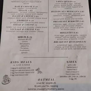 a menu for a mexican restaurant