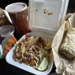 a burrito and salad