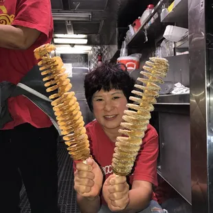 Tornado w/ garlic Parmesan and Tornado w/ cheddar cheese!  Delish!  Yummy yum yum!!