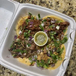 ig: @whatsviveating  |  street taco fiesta (barbacoa, birria, steak, and carnitas)