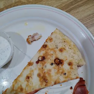 two slices of pizza on a plate