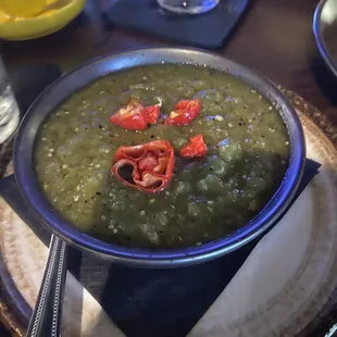Green salsa with ghost peppers added