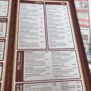 the menu of a mexican restaurant