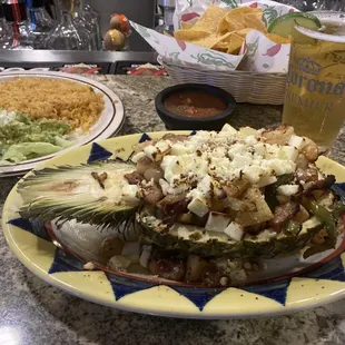 Shrimp and Scallops in a damn pineapple!  Delicious!