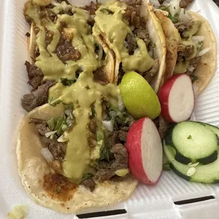 Tacos with spicy salsa