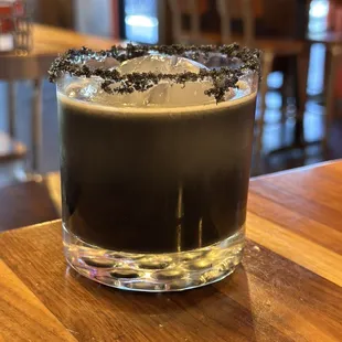 Have Kyle make you the best margaritas you&apos;ve ever tasted.   This one is activated charcoal and lava salt