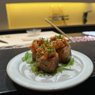 a plate of food on a counter